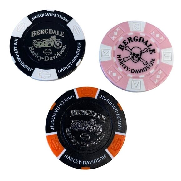 Harley Davidson Poker Chips Dealer Lot of 3 BERGDALE Albert Lea MN - Picture 1 of 2